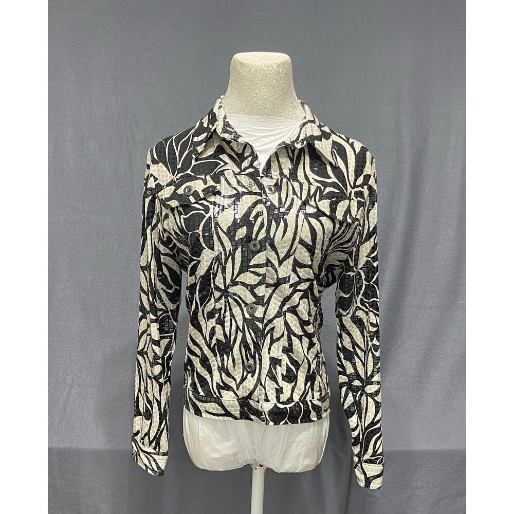 ELEMENTZ button-up jacket sz PM modern bold artsy chic